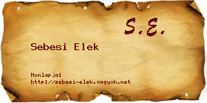 Sebesi Elek névjegykártya